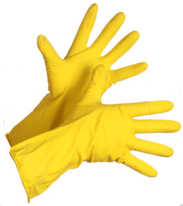 12" YELLOW FLOCK LINED LATEX GLOVE - LARGE, 12pairs/package - S4186